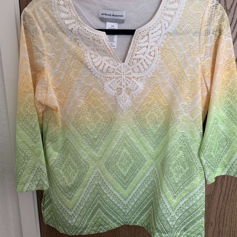 Alfred Dunner, petite small, yellow green white